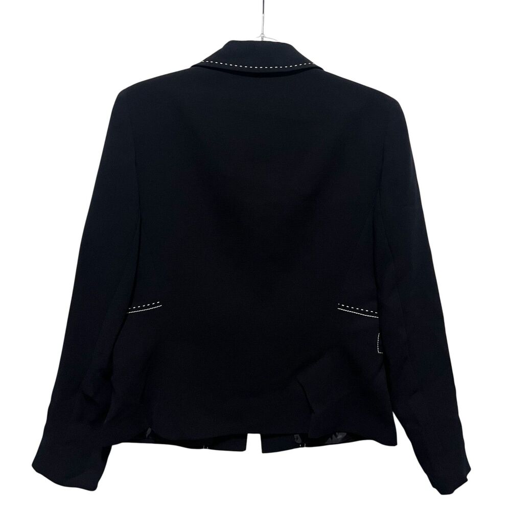 Larry Levine Deep Navy Ink Blazer Size 10 Structured Shoulder Tailored Classic - Picture 2 of 4